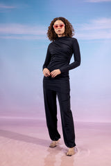 DRAPPED SWIMSUIT TOP-BLACK (TOP ONLY )