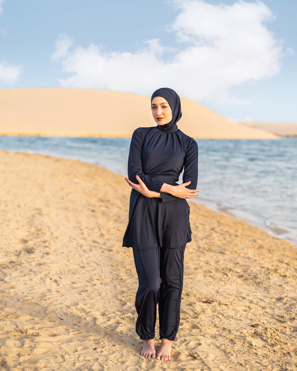 wide leg swimpant-BLUE BLACK  ( PANTS ONLY )