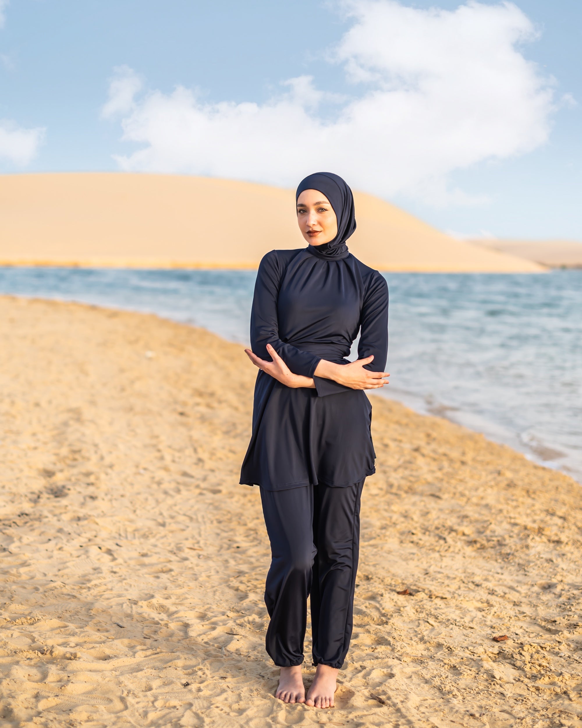 wide leg swimpant-BLUE BLACK  ( PANTS ONLY )