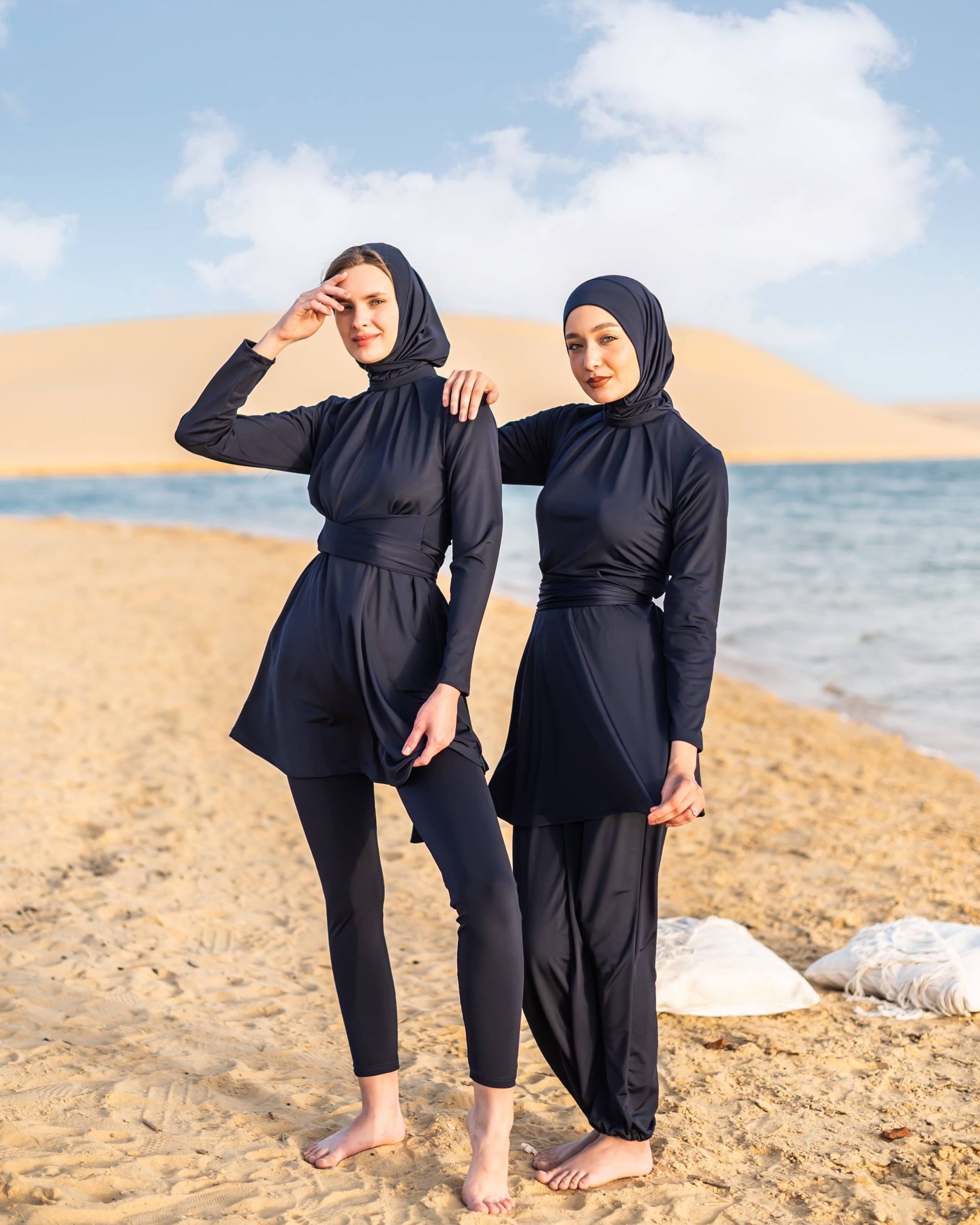 wide leg swimpant-BLUE BLACK  ( PANTS ONLY )