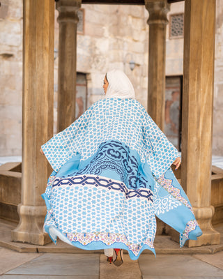 baby blue printed abaya