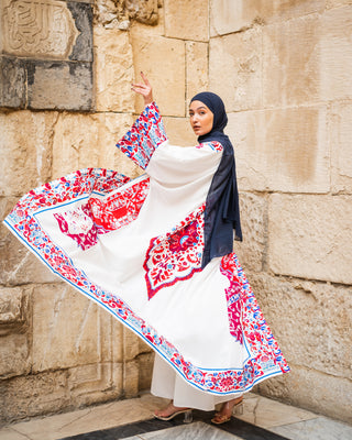 red blue abaya