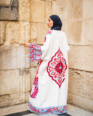 red blue abaya